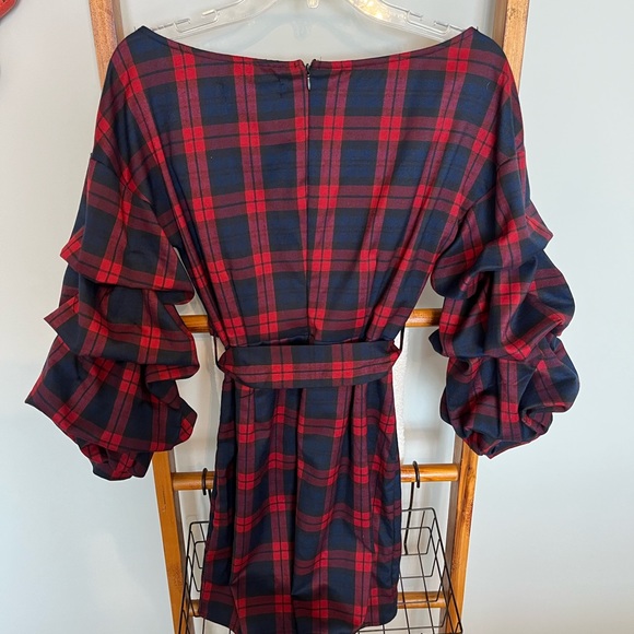 Plaid puff sleeve dress - Picture 2 of 2